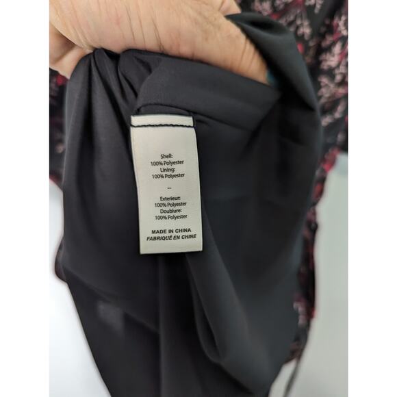 Cinq à Sept Kacy Midi Dress Floral Faux Wrap Silky Black Pink NWT Size 2 - Picture 6 of 14